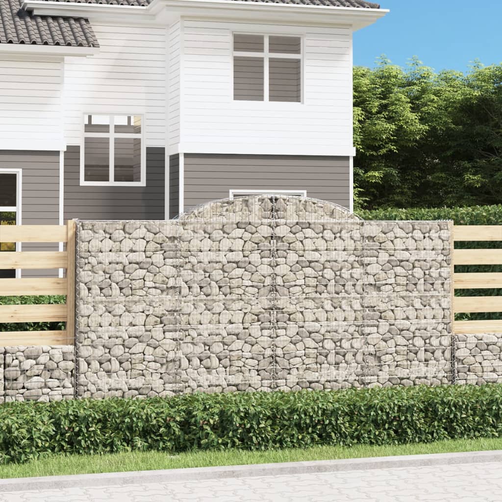 Gabionen Mit Hochbogen 2 Stk. 300X50X160/180Cm Verzinktes Eisen