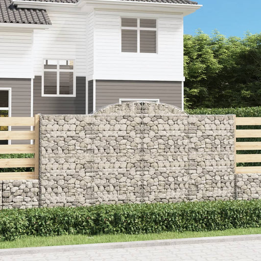 Gabionen Mit Hochbogen 3 Stk. 300X50X160/180Cm Verzinktes Eisen