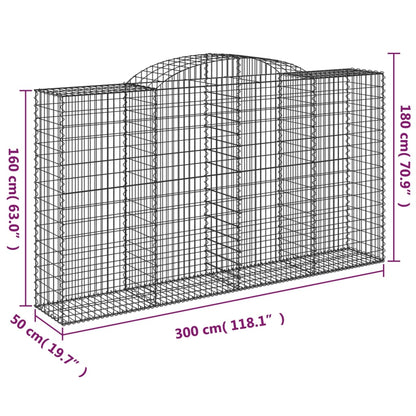 Gabionen Mit Hochbogen 4 Stk. 300X50X160/180Cm Verzinktes Eisen