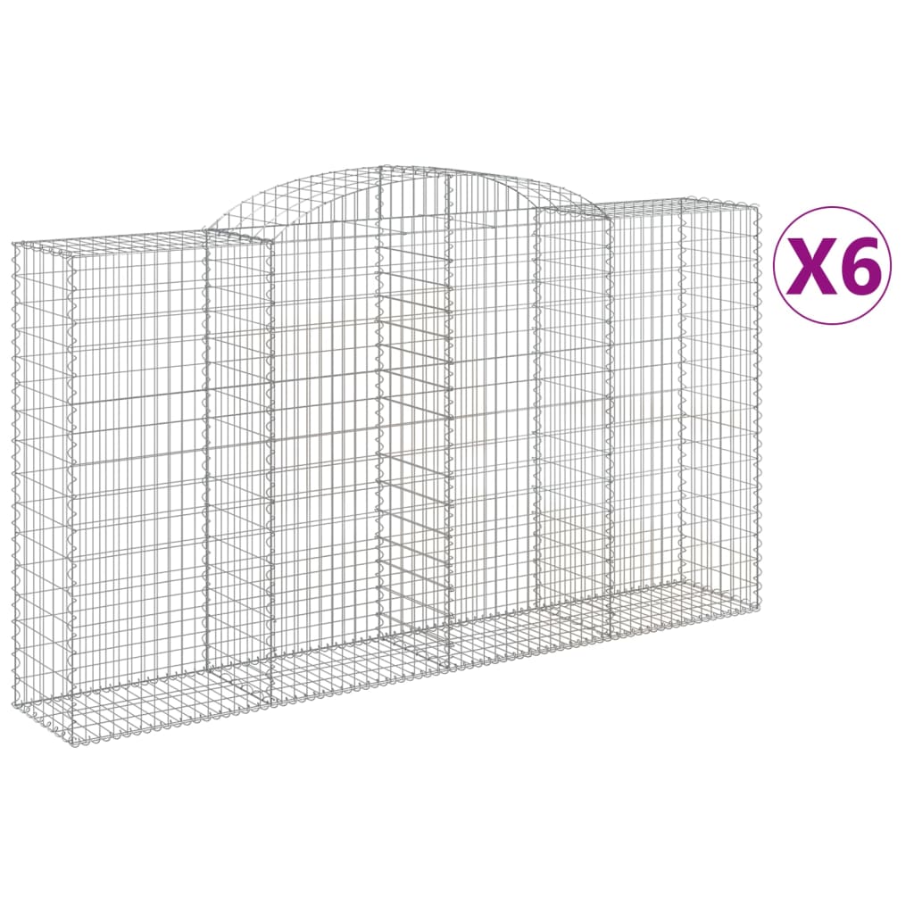 Gabionen Mit Hochbogen 6 Stk. 300X50X160/180Cm Verzinktes Eisen