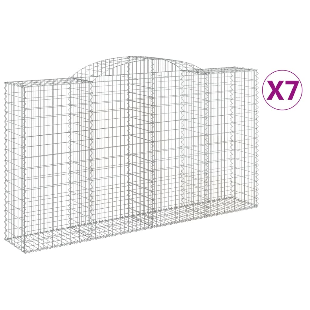 Gabionen Mit Hochbogen 7 Stk. 300X50X160/180Cm Verzinktes Eisen