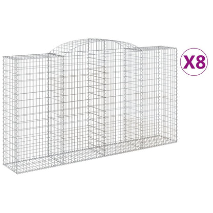 Gabionen Mit Hochbogen 8 Stk. 300X50X160/180Cm Verzinktes Eisen