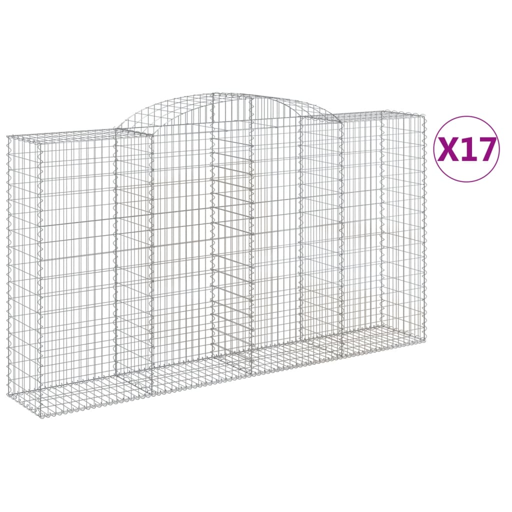 Gabionen Mit Hochbogen 17 Stk 300X50X160/180Cm Verzinktes Eisen