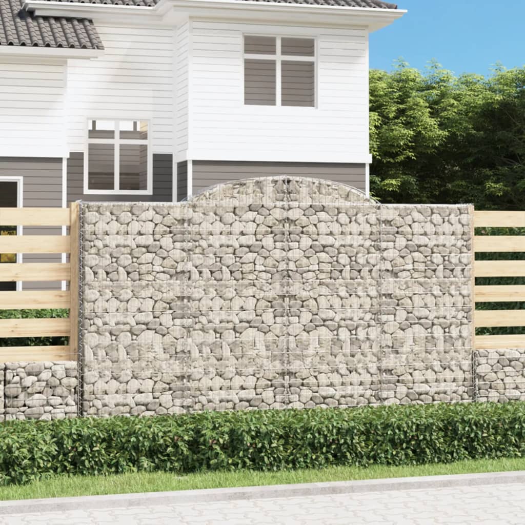 Gabionen Mit Hochbogen 2 Stk. 300X50X180/200Cm Verzinktes Eisen