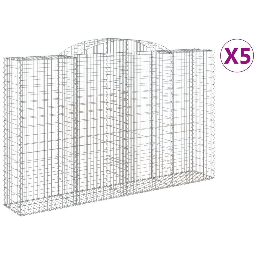 Gabionen Mit Hochbogen 5 Stk. 300X50X180/200Cm Verzinktes Eisen