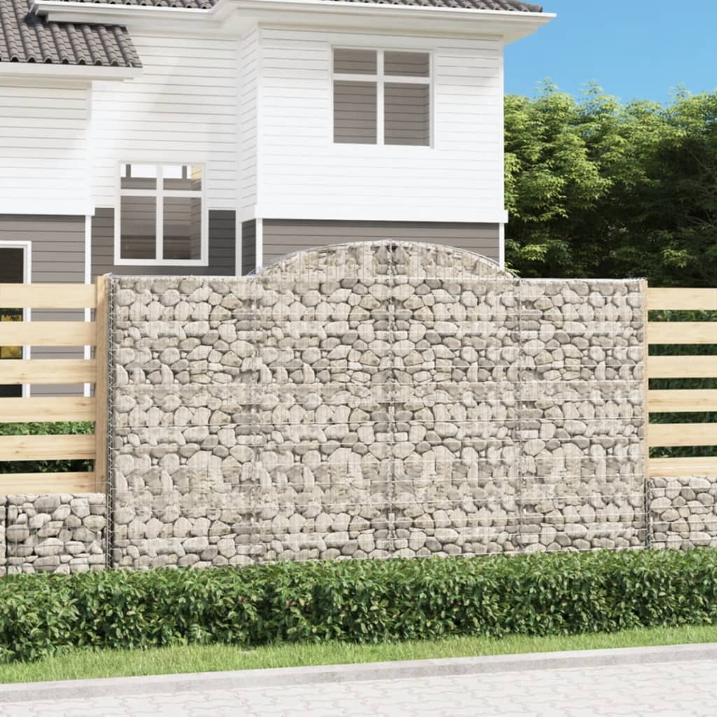 Gabionen Mit Hochbogen 5 Stk. 300X50X180/200Cm Verzinktes Eisen