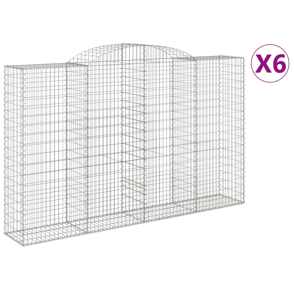 Gabionen Mit Hochbogen 6 Stk. 300X50X180/200Cm Verzinktes Eisen