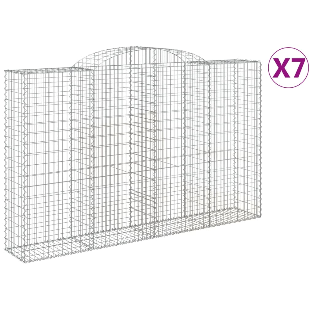 Gabionen Mit Hochbogen 7 Stk. 300X50X180/200Cm Verzinktes Eisen