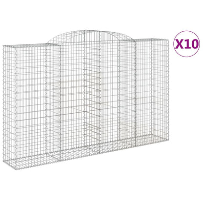 Gabionen Mit Hochbogen 10 Stk 300X50X180/200Cm Verzinktes Eisen