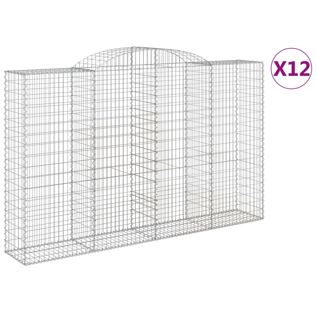 Gabionen Mit Hochbogen 12 Stk 300X50X180/200Cm Verzinktes Eisen