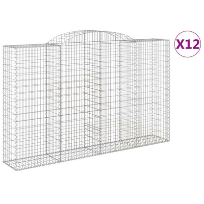 Gabionen Mit Hochbogen 12 Stk 300X50X180/200Cm Verzinktes Eisen