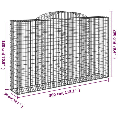 Gabionen Mit Hochbogen 12 Stk 300X50X180/200Cm Verzinktes Eisen