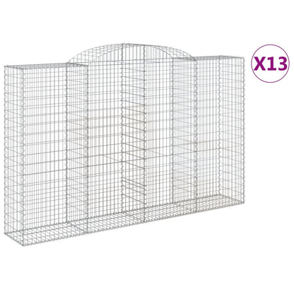 Gabionen Mit Hochbogen 13 Stk 300X50X180/200Cm Verzinktes Eisen