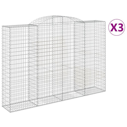 Gabionen Mit Hochbogen 3 Stk. 300X50X200/220Cm Verzinktes Eisen