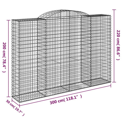 Gabionen Mit Hochbogen 5 Stk. 300X50X200/220Cm Verzinktes Eisen