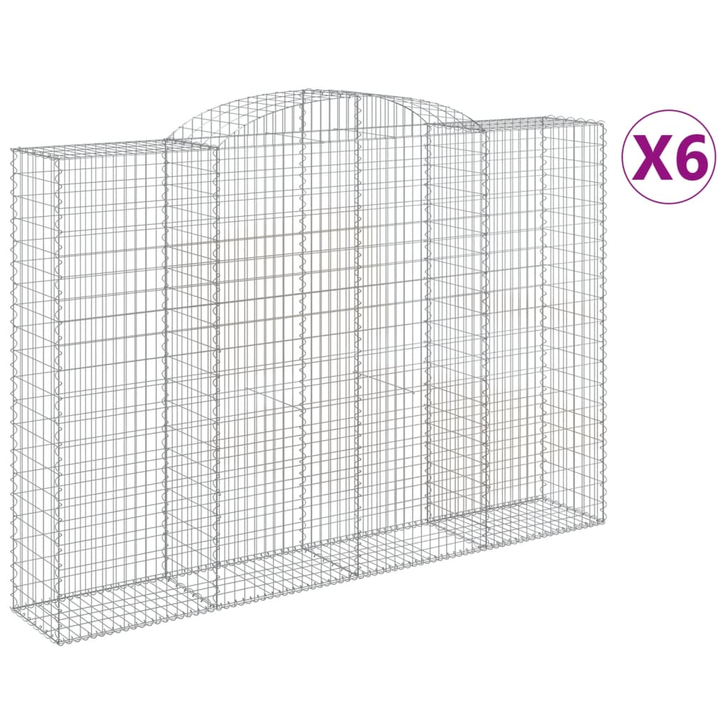 Gabionen Mit Hochbogen 6 Stk. 300X50X200/220Cm Verzinktes Eisen