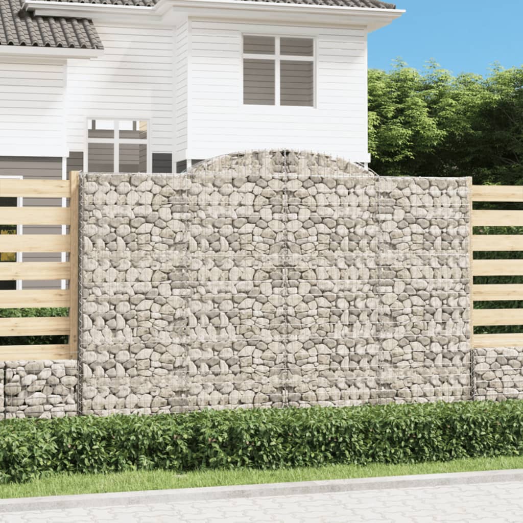 Gabionen Mit Hochbogen 6 Stk. 300X50X200/220Cm Verzinktes Eisen