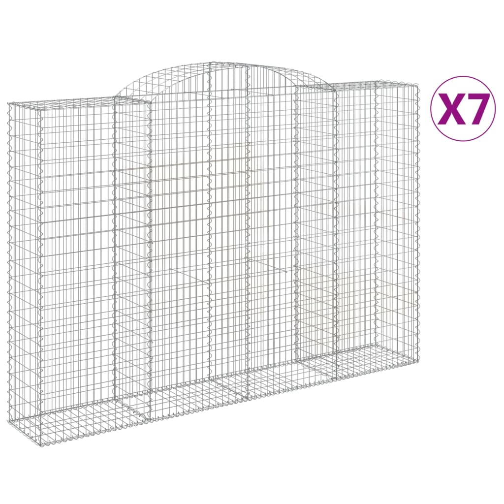 Gabionen Mit Hochbogen 7 Stk. 300X50X200/220Cm Verzinktes Eisen