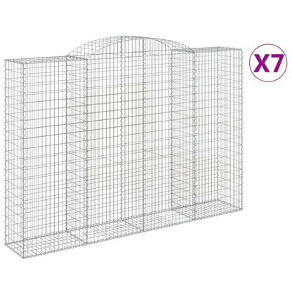 Gabionen Mit Hochbogen 7 Stk. 300X50X200/220Cm Verzinktes Eisen