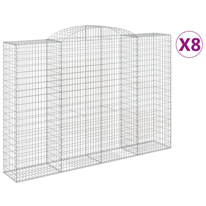 Gabionen Mit Hochbogen 8 Stk. 300X50X200/220Cm Verzinktes Eisen