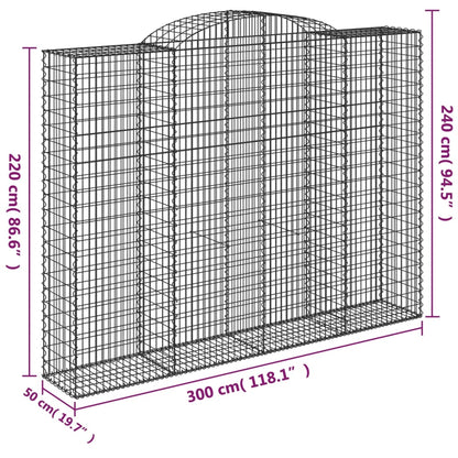 Gabionen Mit Hochbogen 2 Stk 300X50X220/240Cm Verzinktes Eisen