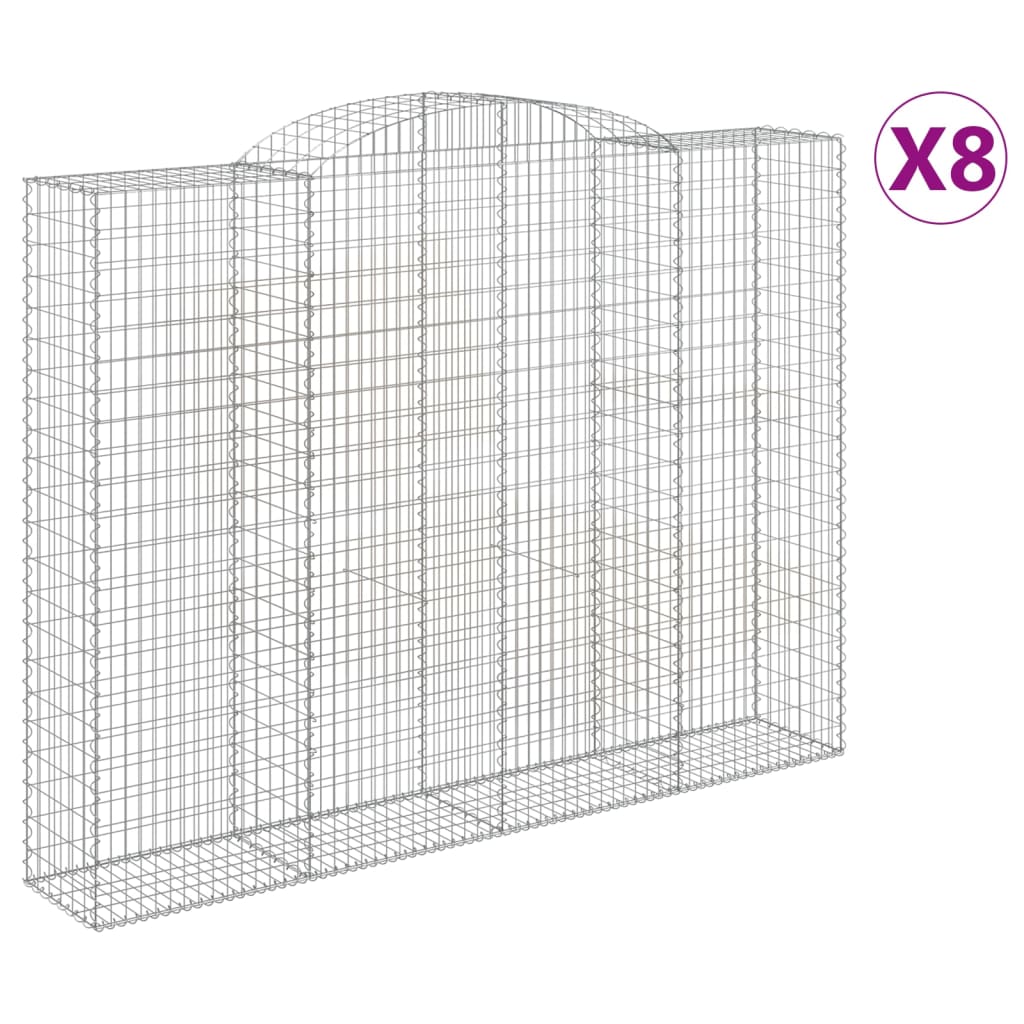 Gabionen Mit Hochbogen 8 Stk. 300X50X220/240Cm Verzinktes Eisen
