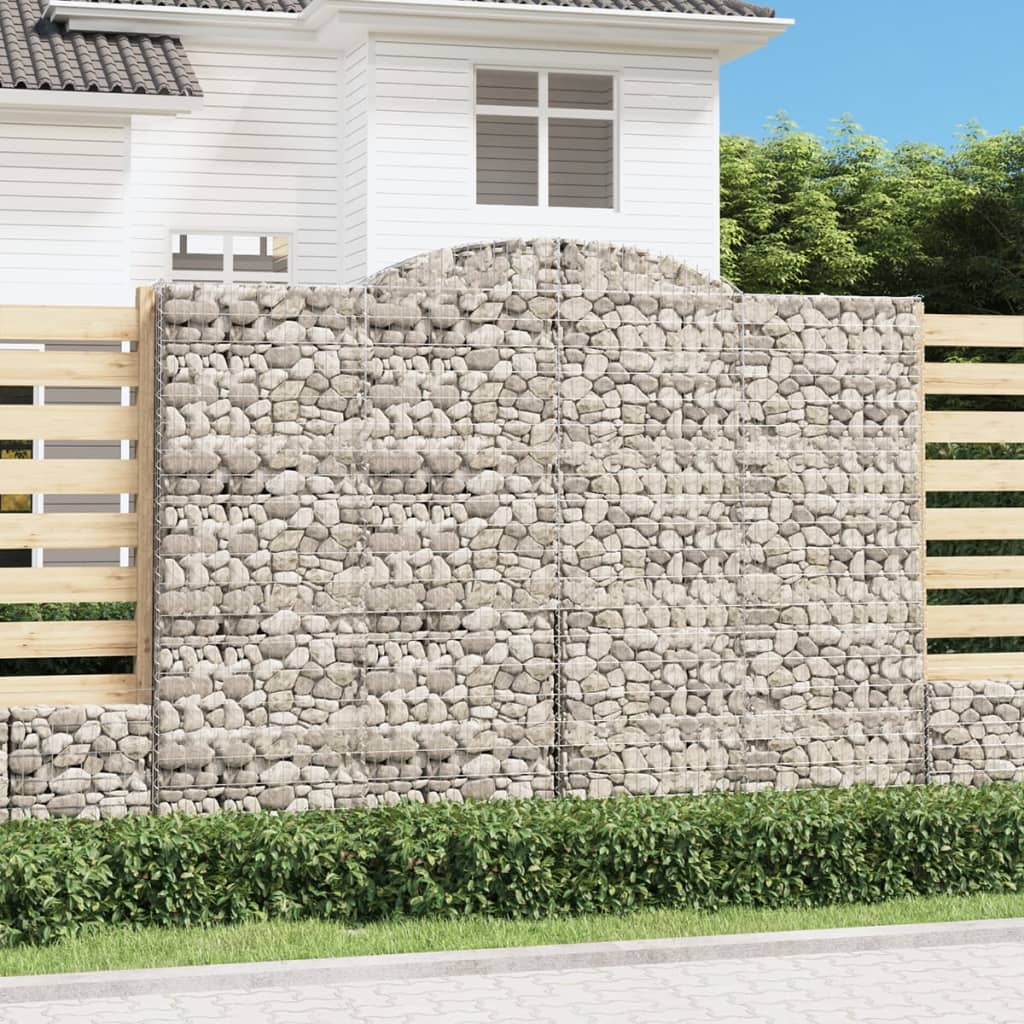 Gabionen Mit Hochbogen 8 Stk. 300X50X220/240Cm Verzinktes Eisen