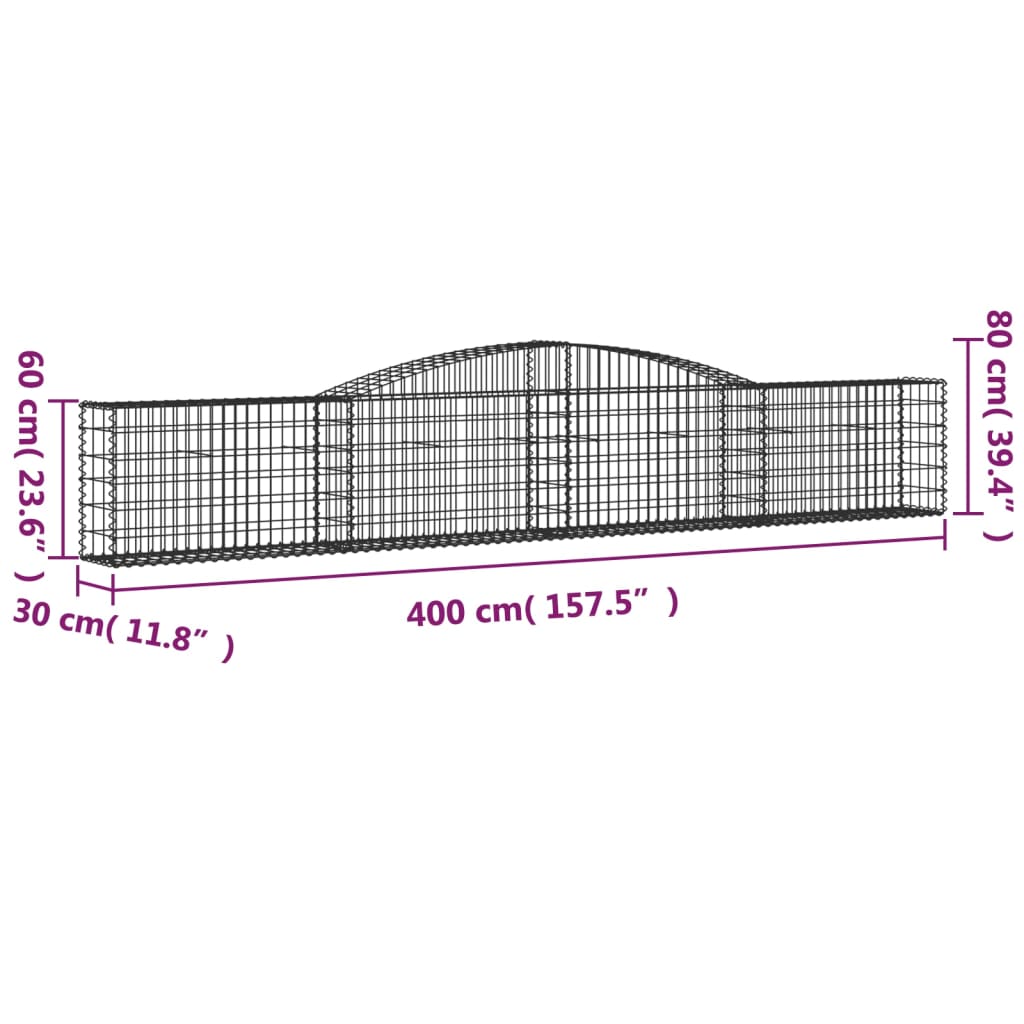 Gabionen Mit Hochbogen 5 Stk. Verzinktes Eisen