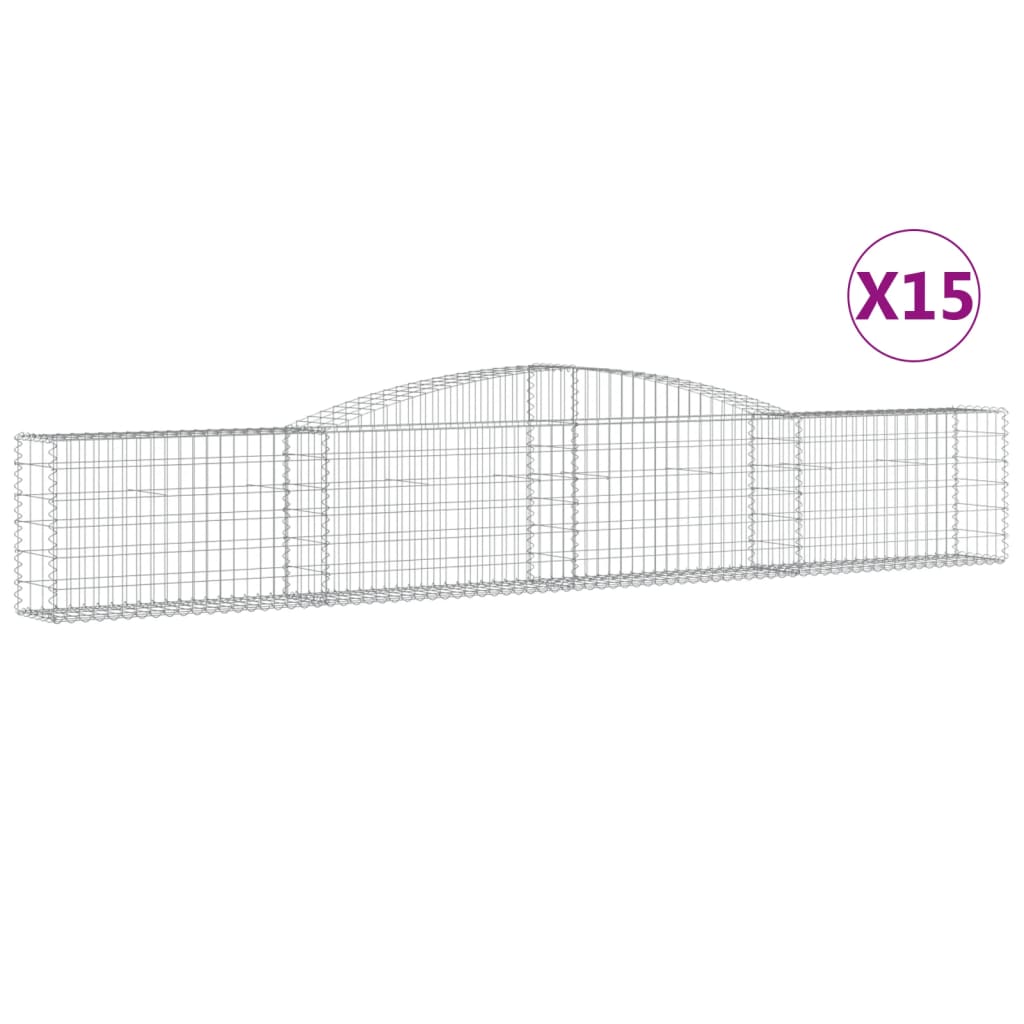 Gabionen Mit Hochbogen 15 Stk. Verzinktes Eisen