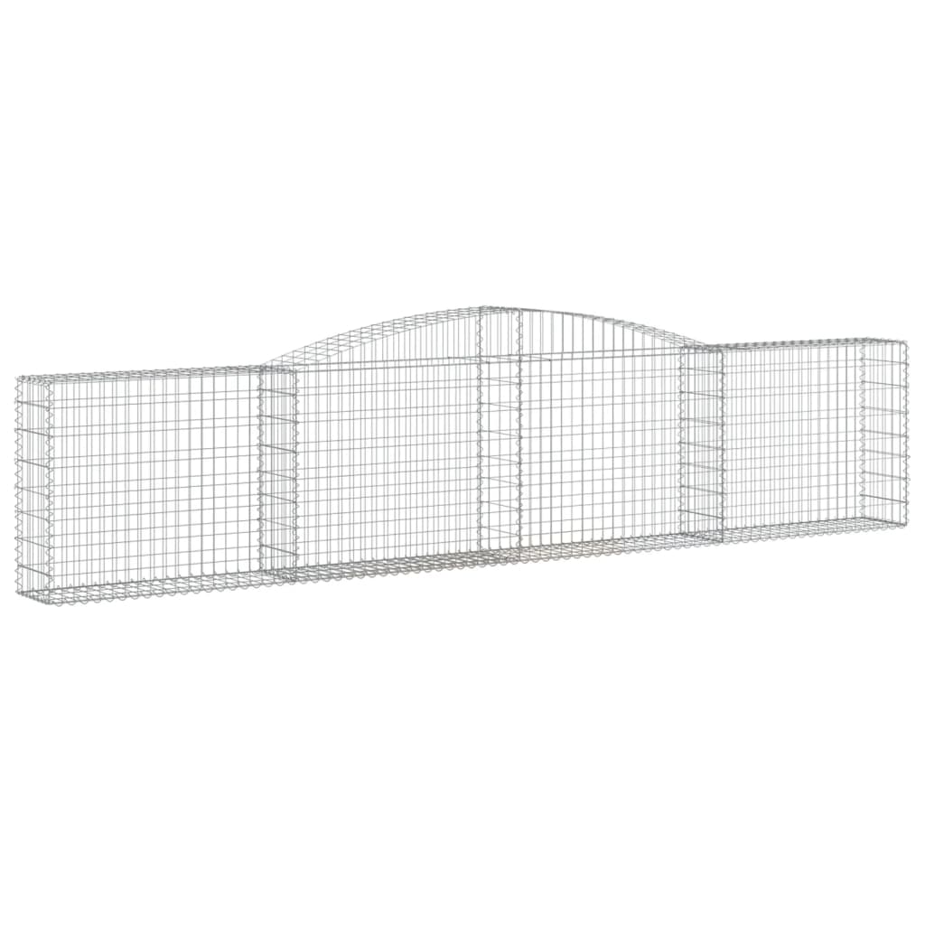 Gabionen Mit Hochbogen 4 Stk. 400X30X80/100Cm Verzinktes Eisen
