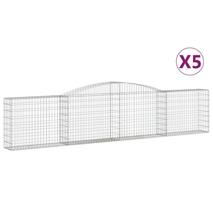 Gabionen Mit Hochbogen 5 Stk. 400X30X80/100Cm Verzinktes Eisen