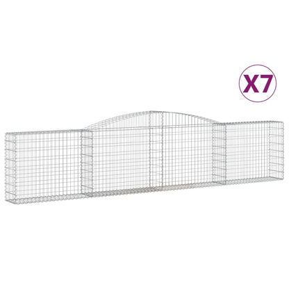 Gabionen Mit Hochbogen 7 Stk. 400X30X80/100Cm Verzinktes Eisen