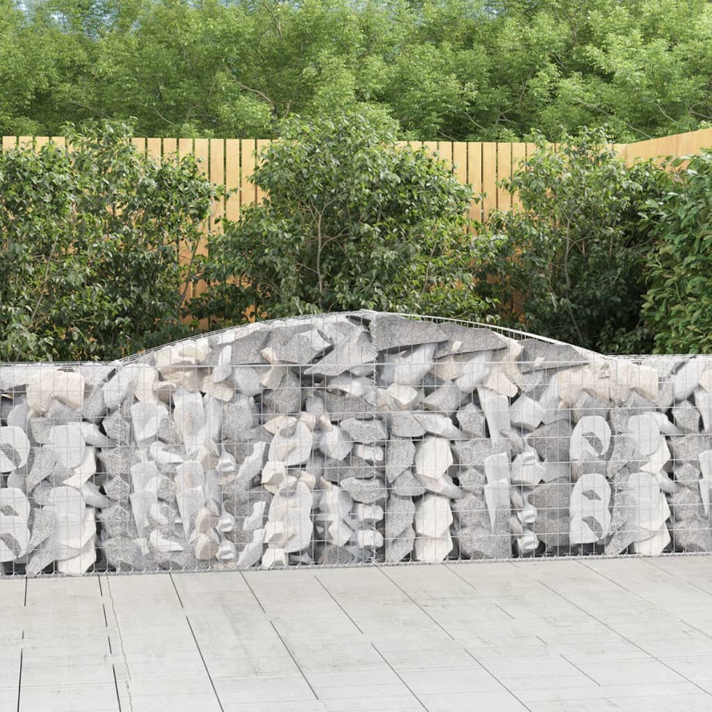 Gabionen Mit Hochbogen 7 Stk. 400X30X80/100Cm Verzinktes Eisen