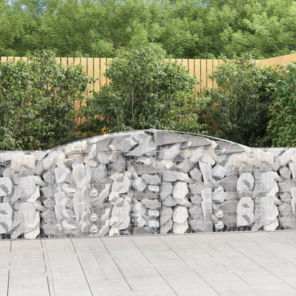 Gabionen Mit Hochbogen 7 Stk. 400X30X80/100Cm Verzinktes Eisen