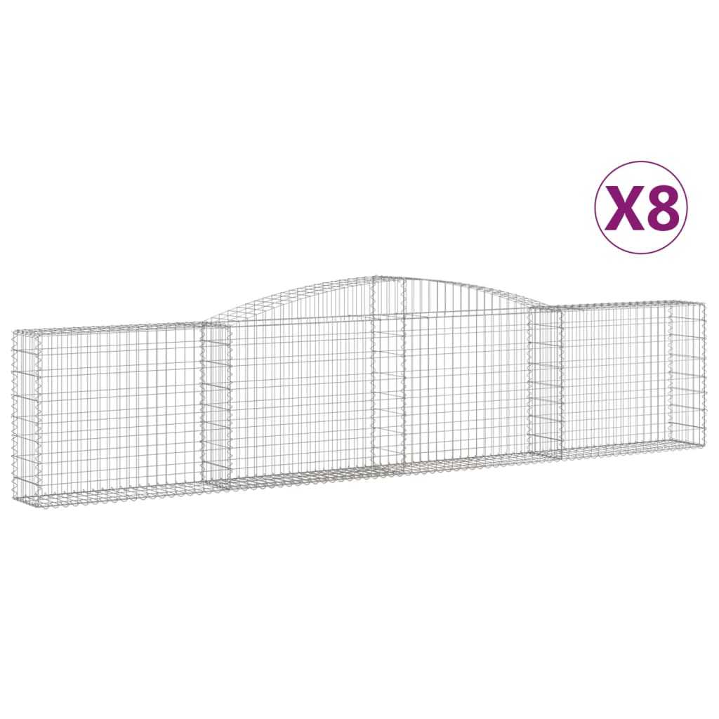 Gabionen Mit Hochbogen 8 Stk. 400X30X80/100Cm Verzinktes Eisen