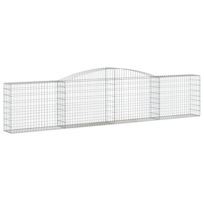 Gabionen Mit Hochbogen 9 Stk. 400X30X80/100Cm Verzinktes Eisen