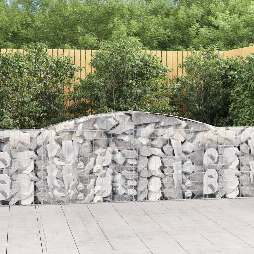 Gabionen Mit Hochbogen 9 Stk. 400X30X80/100Cm Verzinktes Eisen