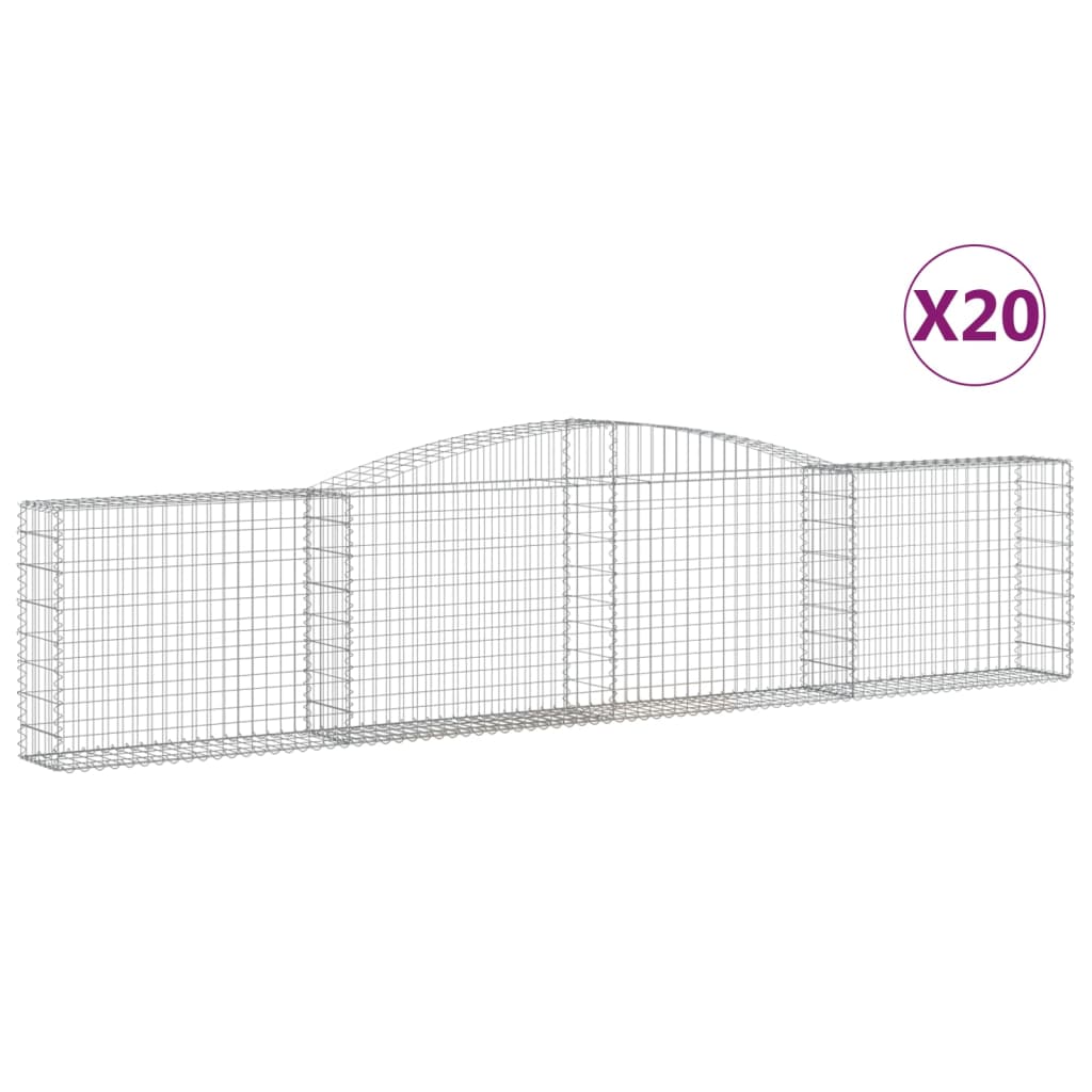 Gabionen Mit Hochbogen 20 Stk. 400X30X80/100Cm Verzinktes Eisen