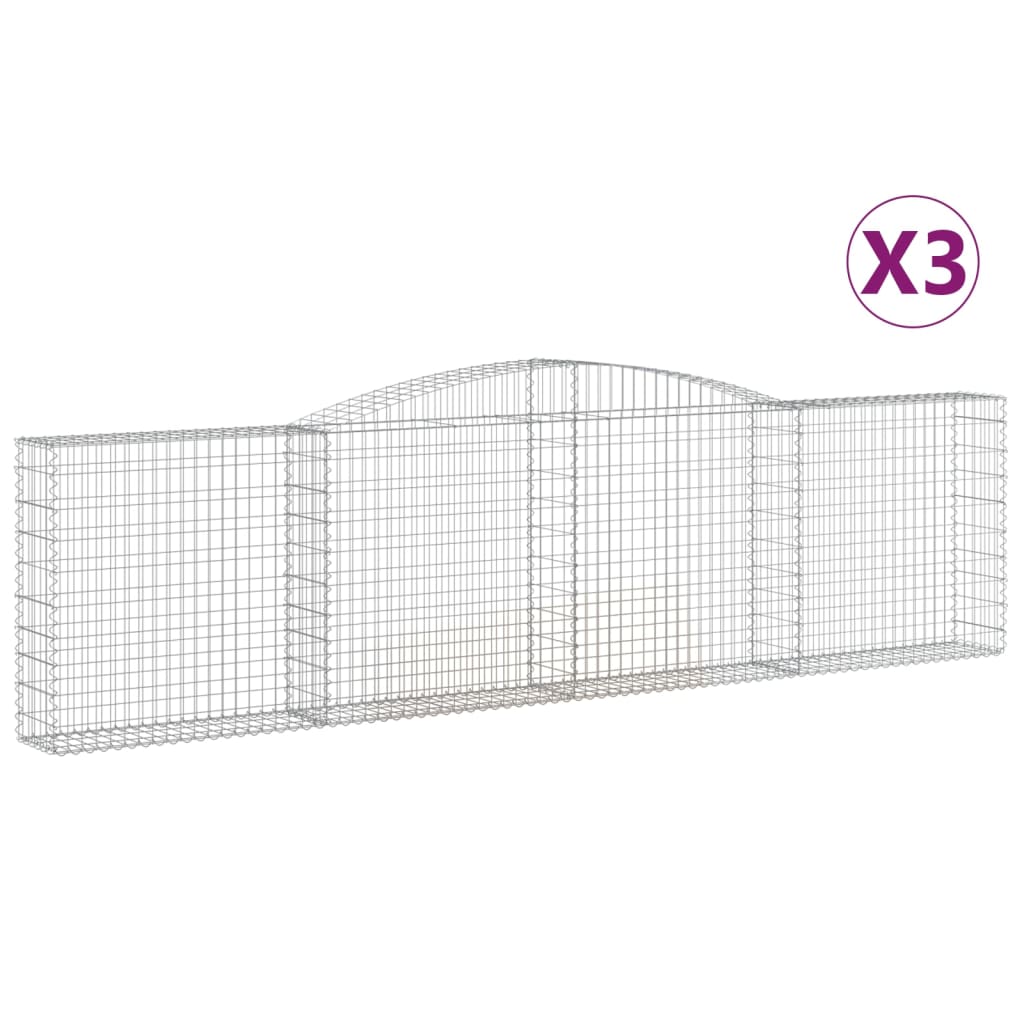Gabionen Mit Hochbogen 3 Stk. 400X30X100/120Cm Verzinktes Eisen