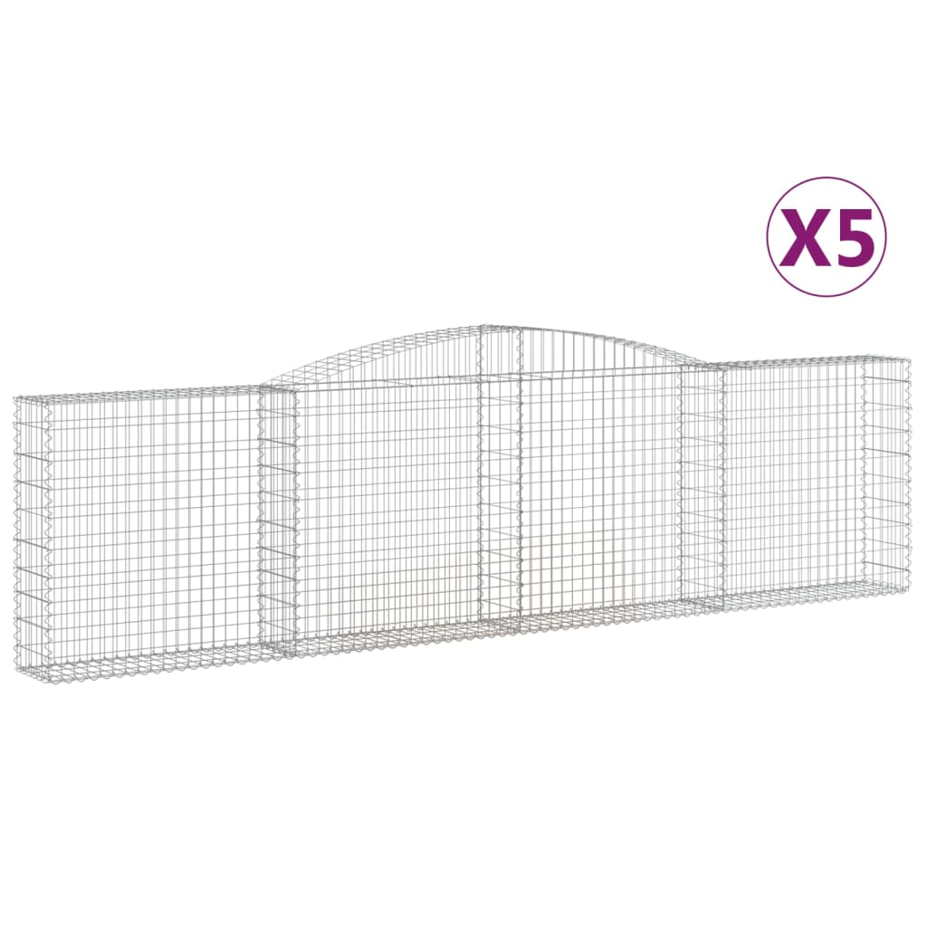 Gabionen Mit Hochbogen 5 Stk. 400X30X100/120Cm Verzinktes Eisen