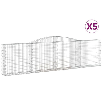 Gabionen Mit Hochbogen 5 Stk. 400X30X100/120Cm Verzinktes Eisen