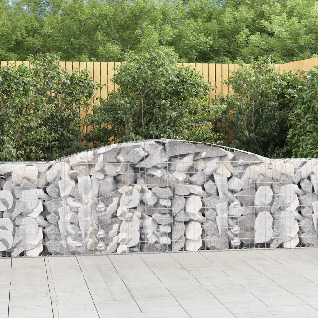 Gabionen Mit Hochbogen 5 Stk. 400X30X100/120Cm Verzinktes Eisen