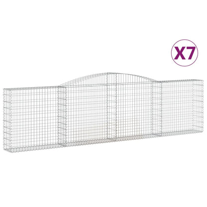 Gabionen Mit Hochbogen 7 Stk. 400X30X100/120Cm Verzinktes Eisen