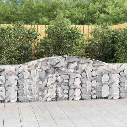 Gabionen Mit Hochbogen 7 Stk. 400X30X100/120Cm Verzinktes Eisen