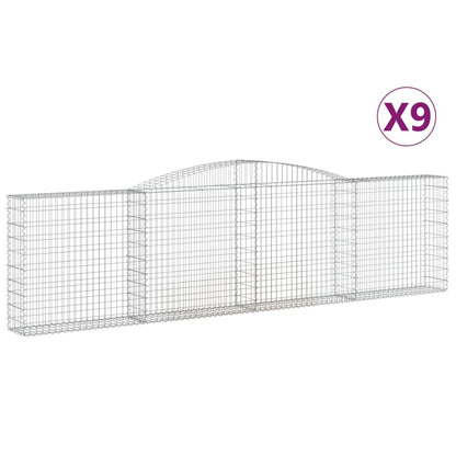 Gabionen Mit Hochbogen 9 Stk. 400X30X100/120Cm Verzinktes Eisen