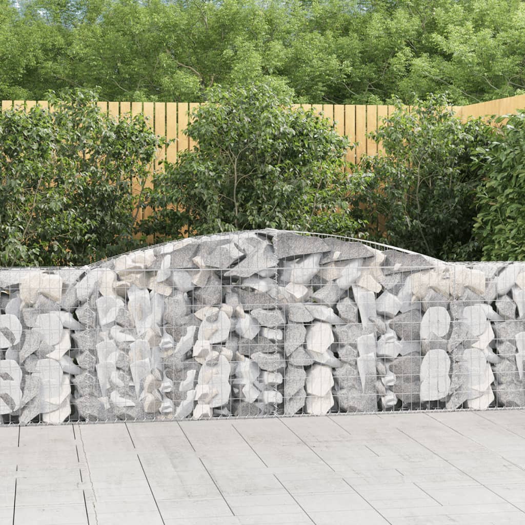 Gabionen Mit Hochbogen 9 Stk. 400X30X100/120Cm Verzinktes Eisen