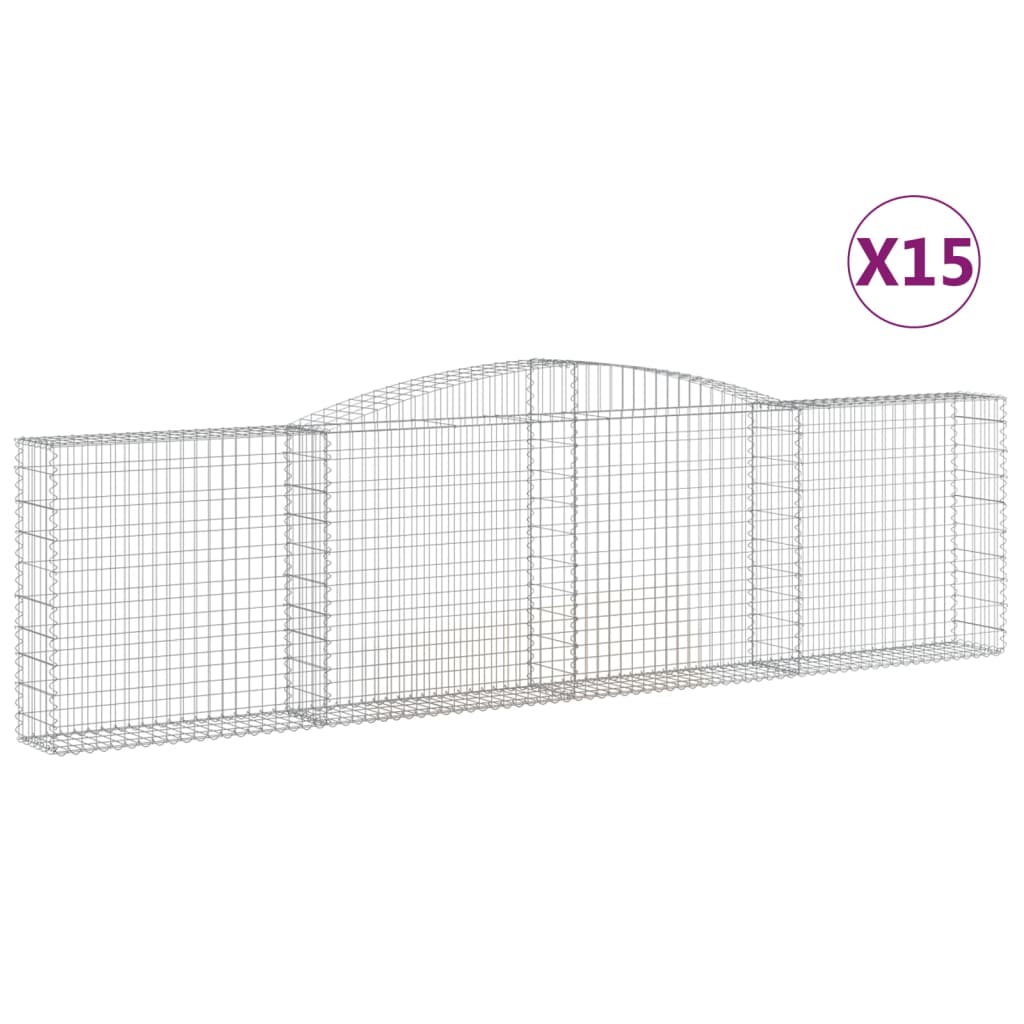 Gabionen Mit Hochbogen 15Stk. 400X30X100/120Cm Verzinktes Eisen