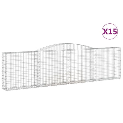 Gabionen Mit Hochbogen 15Stk. 400X30X100/120Cm Verzinktes Eisen