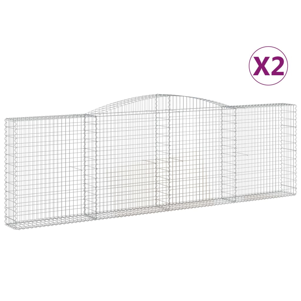 Gabionen Mit Hochbogen 2 Stk. 400X30X120/140Cm Verzinktes Eisen