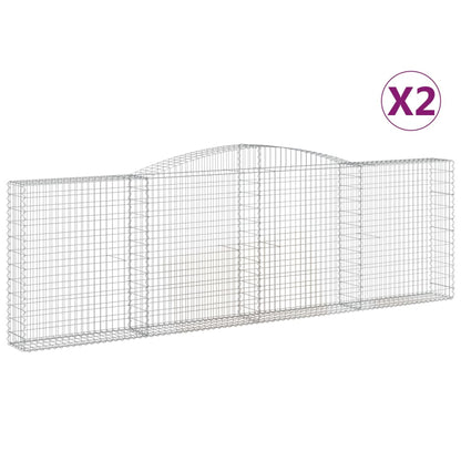Gabionen Mit Hochbogen 2 Stk. 400X30X120/140Cm Verzinktes Eisen